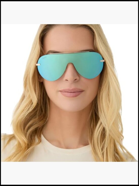 Oversized Shield Sunglasses UV400 Protection Stainless Steel main image 7